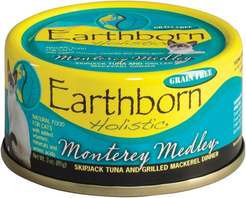 Earthborn Holistic Monterey Medley Skipjack Tuna and Grilled Mackerel Dinner Wet Cat Food, 3-Ounce Package, 24-Pack