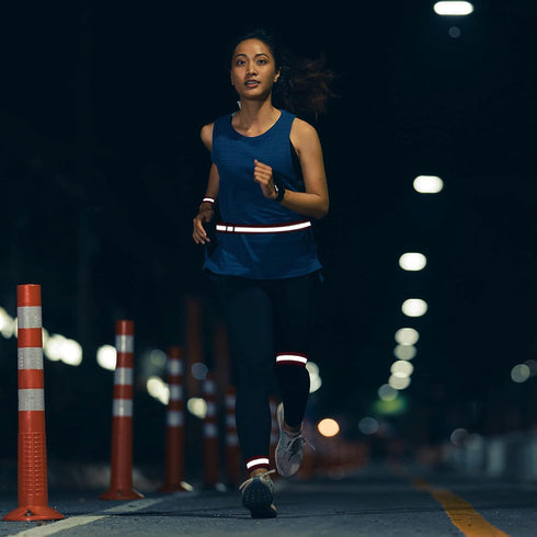 Reflective Belt Bands, High Visibility Safety Reflector Tape Gear for Cycling Running Night Walking, 24x1.6 Inch, Blue
