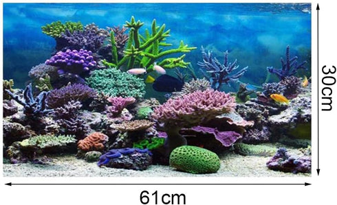 Fish Tank Poster Coral Aquarium Background Underwater Poster Tank Background Stickers for Fish Tank 61 * 30