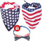American Flag Dog Bandana Triangle Bibs Scarf with Bow Tie Accessories for Pets Dogs Animals