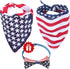 American Flag Dog Bandana Triangle Bibs Scarf with Bow Tie Accessories for Pets Dogs Animals