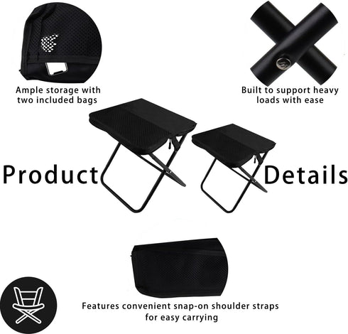 Biunnru 2-in-1 (2) Lightweight Portable Folding Chair, Camping Stool with Carry Bag, X-Shape Steel Frame for Outdoor