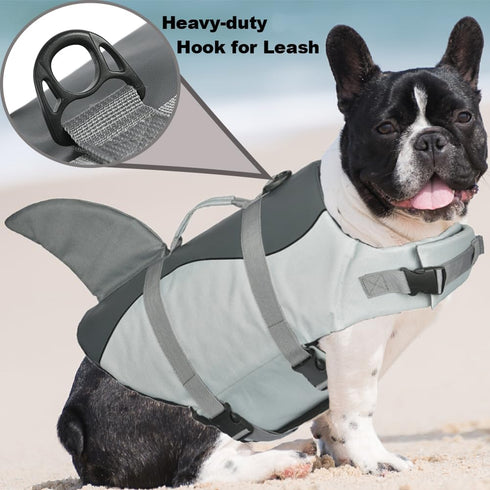Doglay Shark Dog Life Jacket, Adjustable Pet Flotation Vest for Small Medium Large Dogs, High Buoyancy