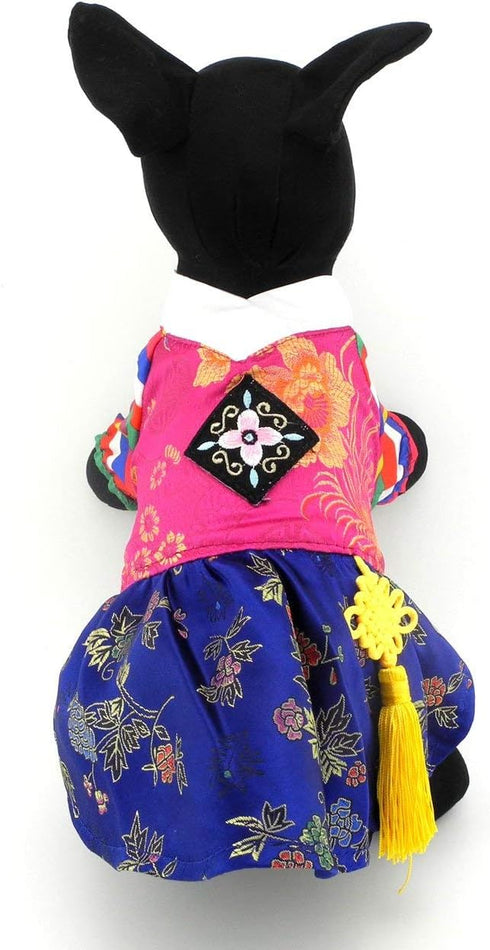 SELMAI Ethnic Dog Costume - Korean Traditional Knot Pendant Norigae Hanbok for Small Puppies & Cats