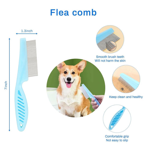 5-in-1 Dog Brush Grooming Kit - Set of 5 Blue - Dog Grooming Supplies for Short and Long Haired Dogs