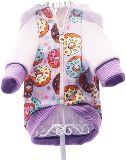 Purple Puppy Dog Hoodies for Small Medium Dogs, Christmas Hooded Sweatshirt with Pocket, Fleece Coat Dog Costume Winter