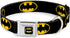 Dog Collar Seatbelt Buckle Batman Shield, Black Yellow, 15 to 26 Inches, 1.0 Inch Wide