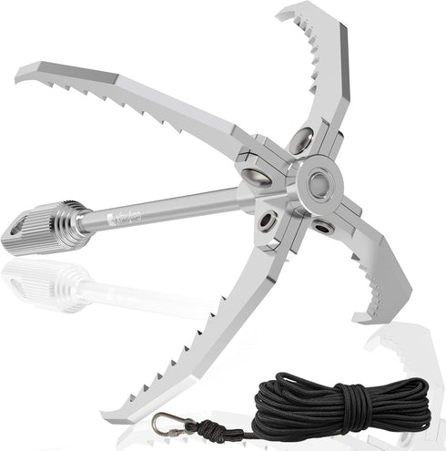GanFindX PRO Heavy Duty Grappling Hook, Folding 4-Claw Survival Claw, Multi-Purpose SUS Sawtooth Hook for Outdoor