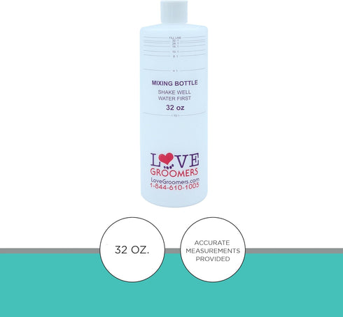 32oz Dilution Bottles - Set of 4 Professional Pet Shampoo Mixing Bottles for Grooming Solutions