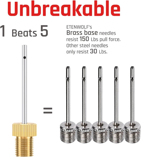 ETENWOLF Brass Ball Pump Needles with Storage Case, No Break Heavy Duty Air Pump Needles for Balls, Stainless Steel