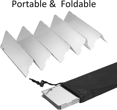 Folding Camping Stove Windscreen - 12 Plates Aluminum Windshield with Carrying Bag for Outdoor Cooker