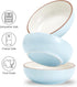 5.3 in Ceramic Cat Dishes - Shallow Small Pet Bowls for Food and Water, 3 Pack Ceramic Cat Bowls, Blue