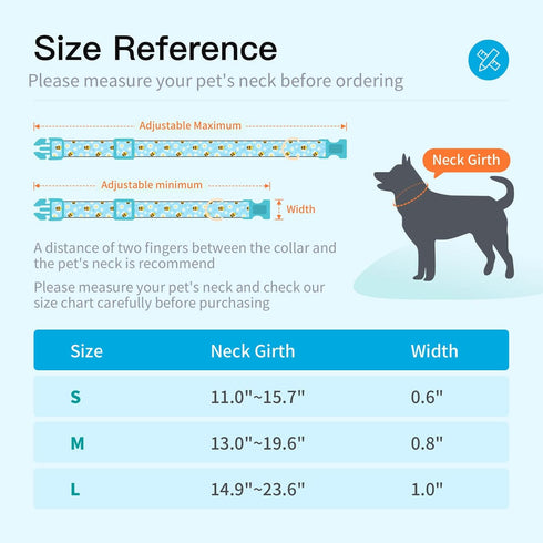 Adjustable Dog Collars with Buckle for Cute Girl Boy Dogs, Soft Fancy Pet Collar with Bee Design for Small Medium Large