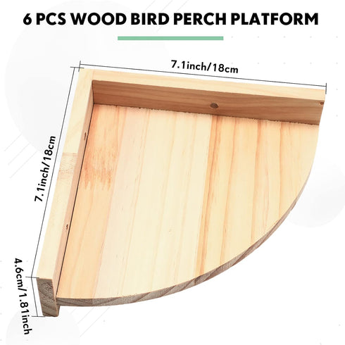 6 (7.1 7.1 Inch,Platform) Wettarn Pcs Bird Perch Platform Bird Corner Parrot Perch Corner Wooden Stand Sector