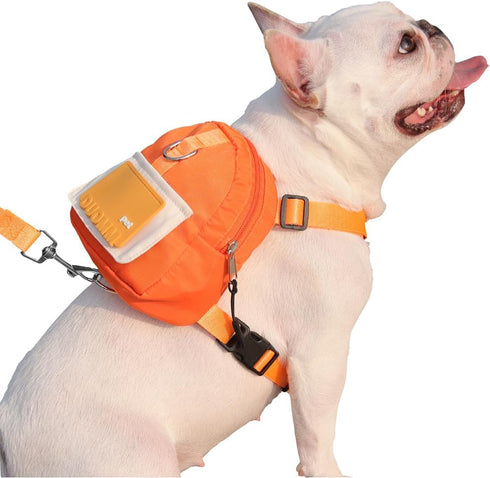 Dog Backpack Harness with Leash, Cute Pet Puppy Backpacks with Built-in Poop Bag Dispenser for Small Medium Dogs (S,