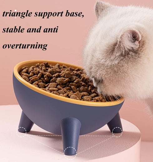 Tilted Cat Bowl 15° Slanted Dog Bowl Non-Slip Raised Pet Food Bowl with Triangular Stand for Small Pets Non-Spill Cat Supplier Feeder Bowl 9.2 Ounces