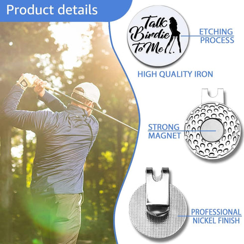Talk Birdie to Me Golf Ball Marker with Magnetic Hat Clip, Funny Gift for Men and Women Golfers