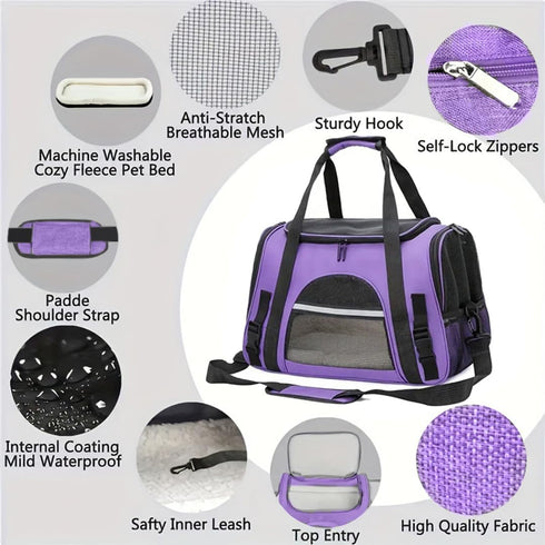 QQLe 15 lb), Cat Carriers, Dog Carriers, Pet Carriers Airline-Approved Soft-Sided Bag for Cats & Small Dogs (Up