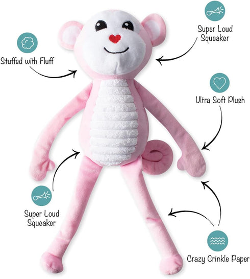 Fringe Studio Plush Dog Toy, Monkey Love, Petshop Collection (314119)