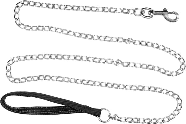Heavy Duty Dog Leash 6ft, Metal Pet Lead with Stainless Steel Links for Medium Large Dogs (Black)
