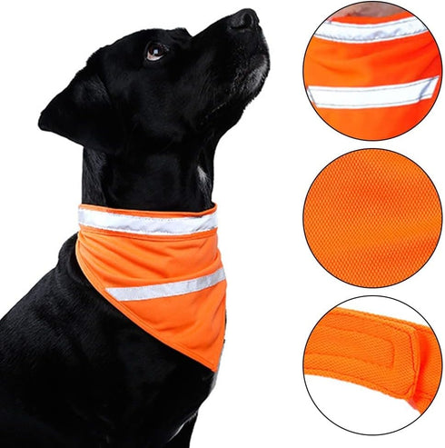 Adjustable High Visibility Dog Scarf - Reflective Towel Bib for Outdoor Adventures