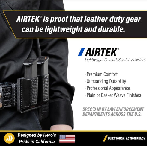 Hero's Pride AirTek Glove Pouch, Tactical Leather Glove Holder for Duty Belt, Lightweight with Three Sections