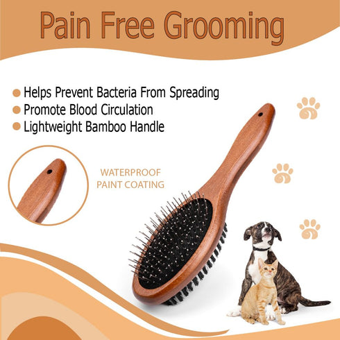 Double-Sided Pet Slicker Brush for Dogs and Cats, Professional Grooming Comb for Shedding and Tangle Removal