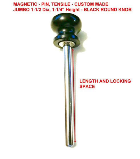 Pin, Tensile - 3/8 Diameter | 5-1/2" Locking Space | Jumbo Aluminum Black Knob for Universal Fitness Equipment