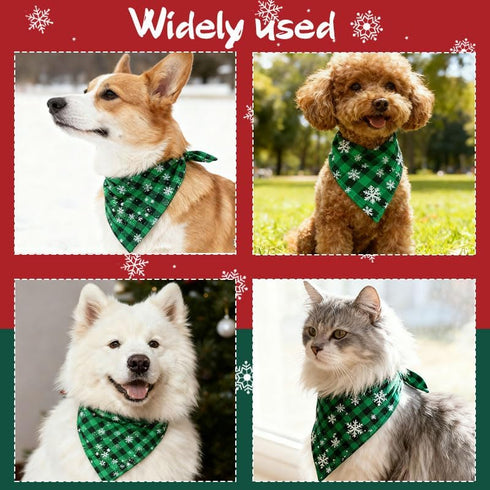YangQian Christmas Bandana Dog Scarf Large Medium Small Dog Kerchief Bandana Holidays Triangle Cat Bib Green Plaid Pet