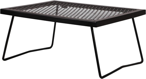 Folding Campfire Grill Grate, Portable Heavy Duty Steel Over Fire Camp Grill for Outdoor Cooking, Black