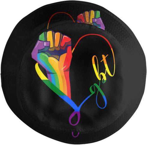 LGBT Gay Pride Bucket Hat - Cute Rainbow Flag Fisherman Sun Hat for Fishing & Camping