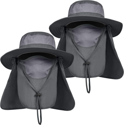 IYEBRAO Men's Outdoor Sun Hat, Face Neck Flap UV Protection Wide Brim Fishing Hat for Hiking