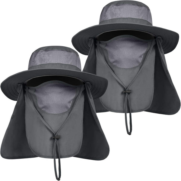 IYEBRAO Men's Outdoor Sun Hat, Face Neck Flap UV Protection Wide Brim Fishing Hat for Hiking