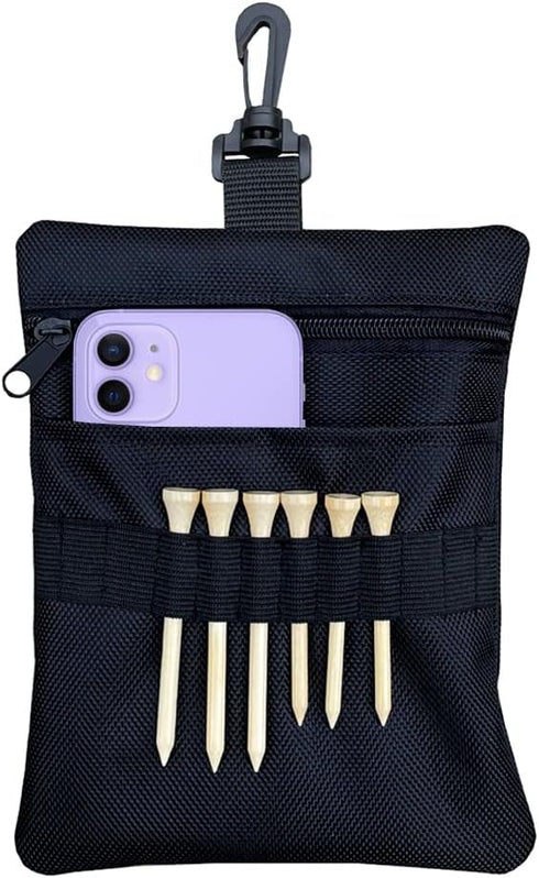 Zipper Golf Tee Pouch Bag, Golf Ball Accessory Pouch for Men