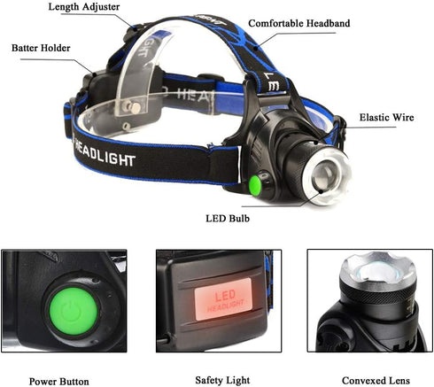 Red Light Headlamp, 3 Mode Zoomable Red LED Headlight, Adjustable Focus for Astronomy, Night Observation