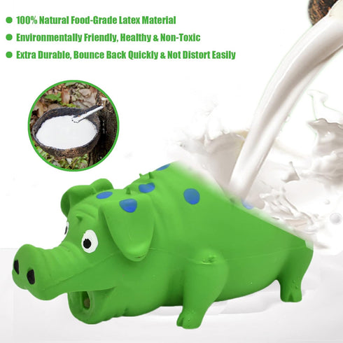 2 Pig Squeaky Dog Toy, PCS Interactive Rubber Dog Chew Toy - Durable Latex Spot Grunting Pig Toys that Oink for Small