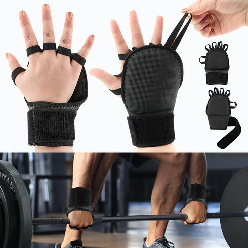 Trivolein Workout Gloves for Men & Women, Wrist Wraps for Weightlifting Fingerless Gym Gloves with Wrist Support