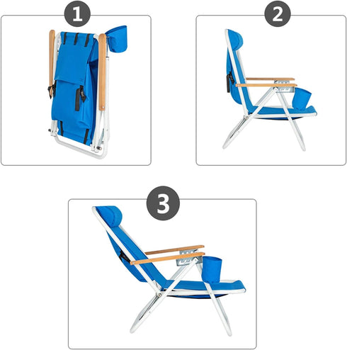 2-Position Backpack Ochine Classic Folding Beach Chair - Waterside Aluminum Lightweight Portable Foldable Outdoor