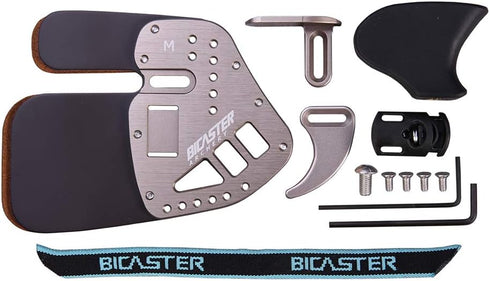 BICASTER Left-Handed Archery Finger Tab - Adjustable Leather & Aluminum