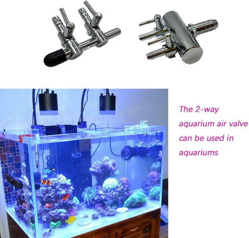 4 Pcs 2-Way Aquarium Air Splitter, Stainless Steel Pump Lever Flow Control Valve for Fish Tank