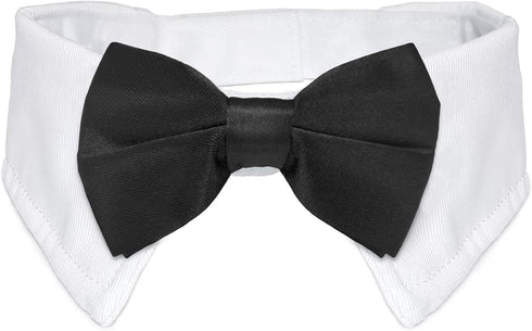Dog Bow Tie, KOOLMOX Adjustable Black Pet Tuxedo Collar with White Bow Tie for Medium Large Dogs