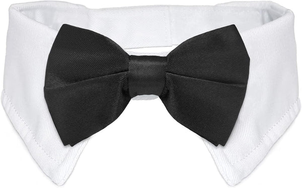 Dog Bow Tie, KOOLMOX Adjustable Black Pet Tuxedo Collar with White Bow Tie for Medium Large Dogs