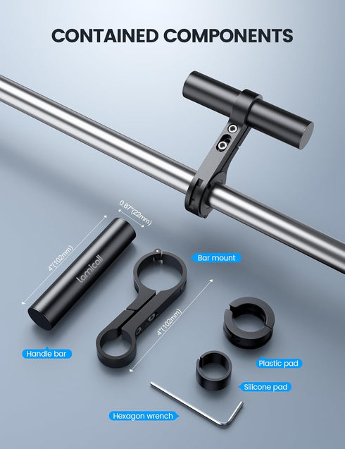 Lamicall Bike Handlebar Extender - Aluminum Alloy 4" Long Extension for Bicycle & Motorcycle, Fits 0.875" to 1.34"