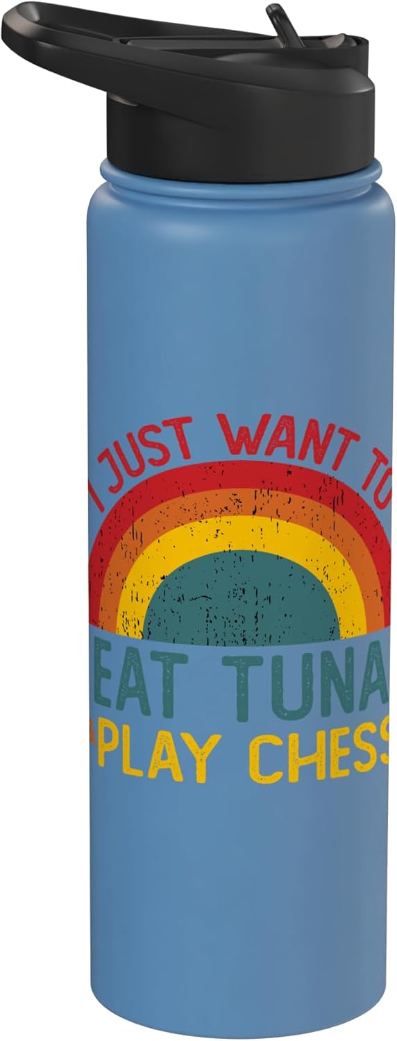 Thanksgiving Retro Tuna Lover Who also Play Chess Funny I just want to eat tuna and Play Chess Christmas Stainless