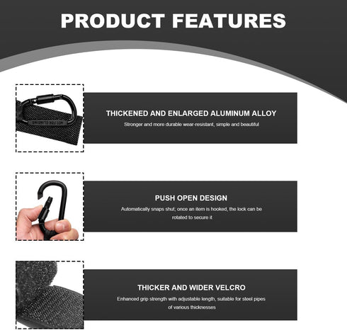 JNXIJ 2PCS Headset, Hook for Hanging Helmet Multi-Purpose Motorcycle Carabiner Hook, Heavy Duty Strap Clip for Stroller