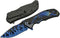 SZCO Supplies 8” Blue Dragon Decaled Liner Lock Folding Knife with Pocket Clip