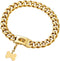 Gold Dog Chain Collar with Design Secure Buckle & ID Tag, 18K Cuban Link, Heavy Duty Chew Proof for Medium Dogs