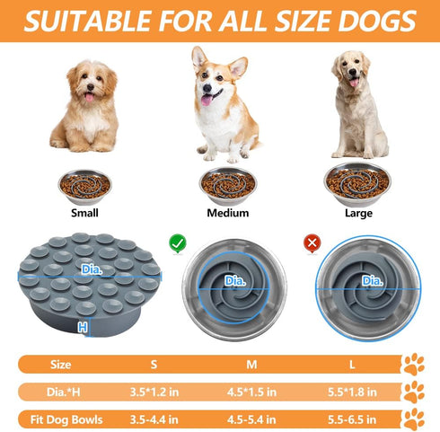 Slow Feeder Dog Bowls Insert, Animire Soft Silicone Slow Eating Dog Food Bowl for Small, Medium and Large Dogs, Compatible with Regular and Elevated Dog Bowls