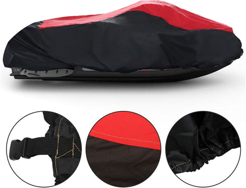 Watercraft Jet Ski Top Cover - Heavy Duty 600D Polyester Trailerable PWC Cover in Red and Black