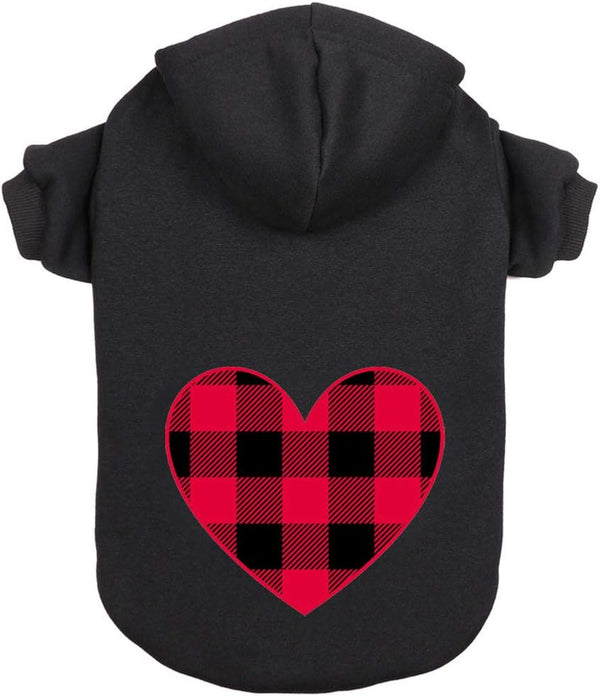 Black Buffalo Plaid Dog Hoodie Sweater, Warm and Soft, Cozy Pet Clothes (XS)